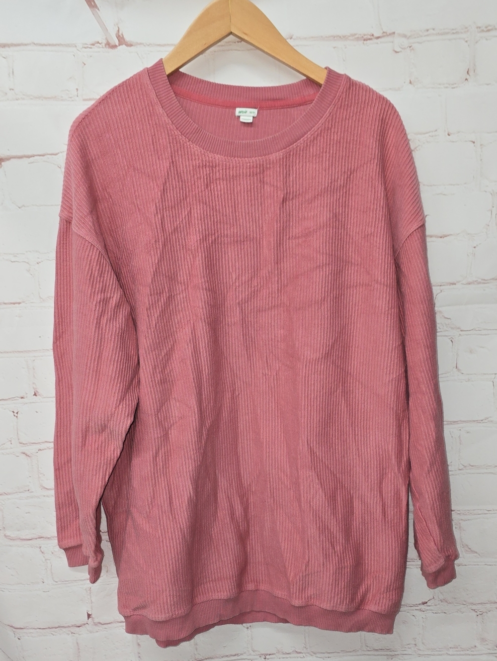 aerie Oversized Ribbed Crewneck Sweater in Dusty Rose Size XS